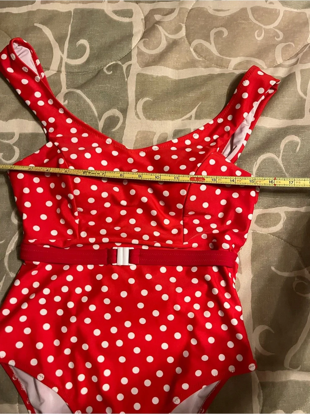 Cupshe Women's Red/White Polka Dot Belted Lined One-Piece Swimsuit Size M B Cup